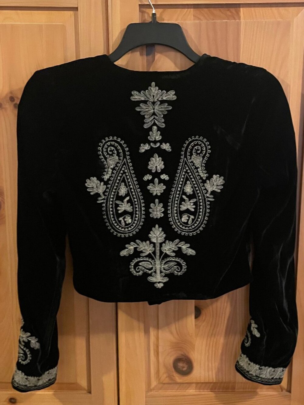 Free People Rare Black Velvet Embroidered Jacket Size S